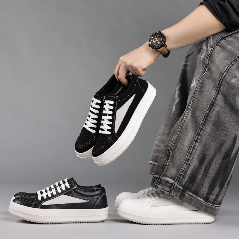 White Sneaker Care Kit - Mens Black Genuine Leather Platform Sneakers